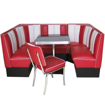 1950s American retro diner U shape booth seating and diner table set furniture gallery-Brunei Pada retro diner